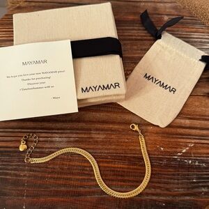 NIB Mayamar 24k Gold Plated Herringbone Bracelet